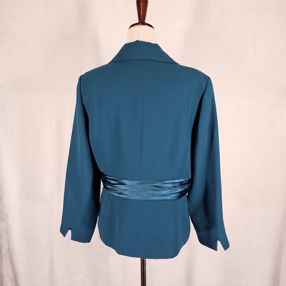 Coldwater Creek Blazer Womens 14P Blue Satin Waist‎ Shawl Collar Dressy Jacket - Picture 3 of 10